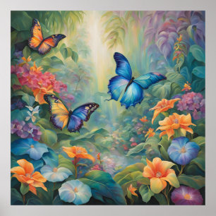 Poster Jardin des papillons Iridescente
