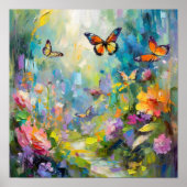 Poster Jardin des papillons Peinture Abstraite moderne (Devant)