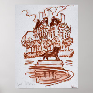 Poster Jardin des Tuileries au Louvre Paris, France