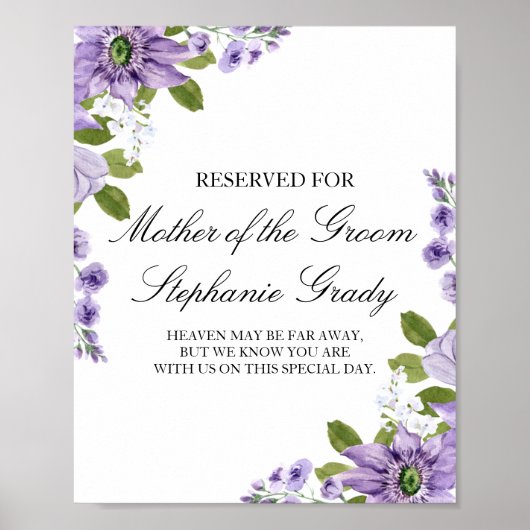 Poster Jardin d'été Aquarelle Floral Mariage Réservé (Devant)