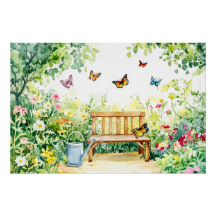 Poster Jardin d'été avec papillons