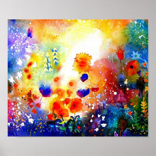 Poster Jardin d'été bleu. (Devant)