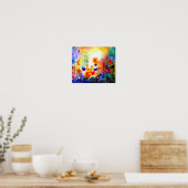 Poster Jardin d'été bleu. (Cuisine)