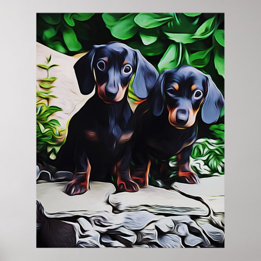 Poster Jardin d'été Dachshund Chien Anniversaire (Devant)