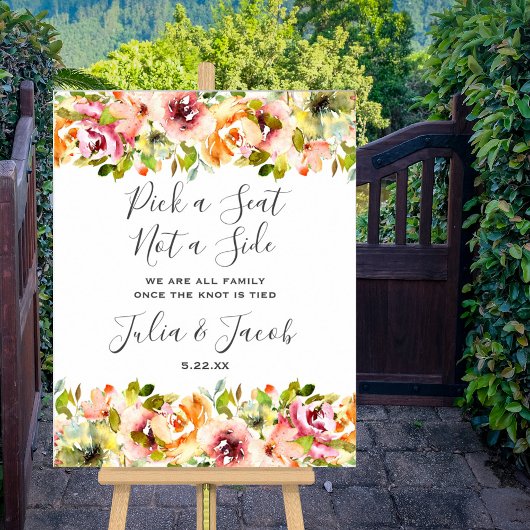 Poster Jardin d'été Fleurs de mariage à l'aquarelle