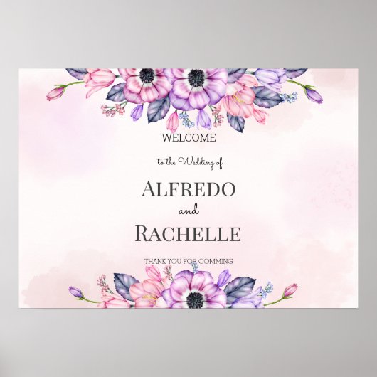 Poster Jardin d'été Floral Mariage (Devant)