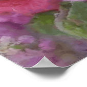 Poster Jardin D'Imaginaire Avec Fleurs Et Cascade Rose (Coin)