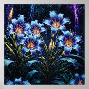 Poster Jardin d'imaginaire fleuri et lumineux