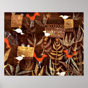 Poster Jardin d'oiseaux, art abstrait coloré de Paul Klee