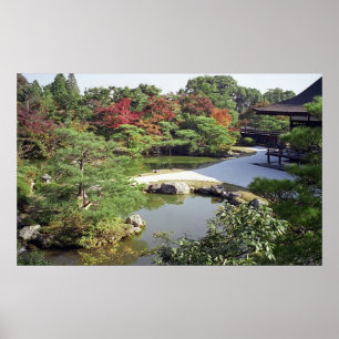 Poster JARDIN DU TEMPLE NINNA-JI et ÉTANG - KYOTO JAPON