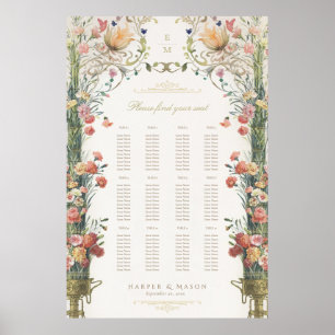 Poster Jardin Elégance Floral Mariage Carte de siège