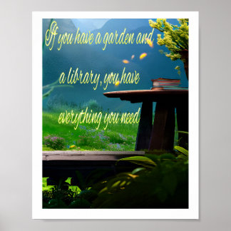 Poster Jardin et bibliothèque
