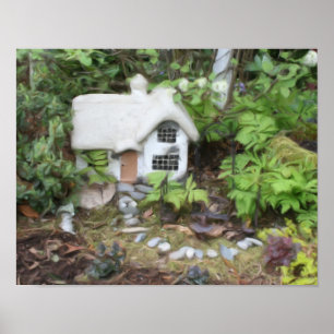 Poster Jardin Fleur Cottage Gouache Peinture