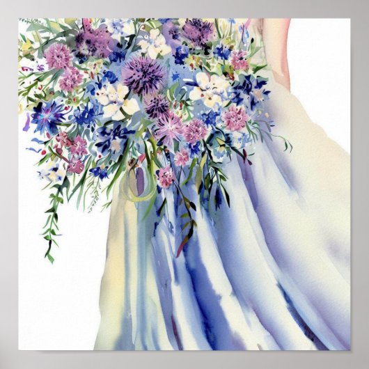 Poster Jardin fleur sauvage, Bouquet en cascade nuptiale  (Devant)