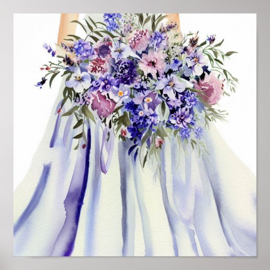 Poster Jardin fleur sauvage, Bouquet en cascade nuptiale (Devant)