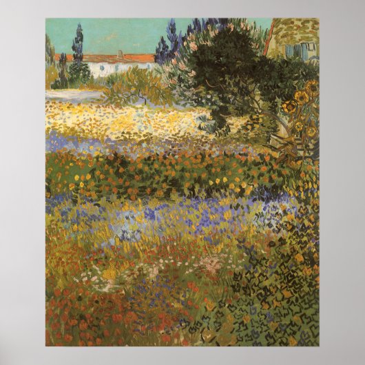 Poster Jardin fleuri par Vincent van Gogh (Devant)