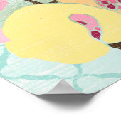 Poster Jardin floral, Arrière - plan bleu (Coin)