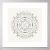 Poster Jardin Floral Mandala Art Print - Turquoise (Devant)
