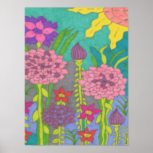 Poster Jardin floral printanier 