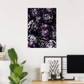Poster Jardin foncé Vis mauve Fleurs de Glam (Bureau à domicile)