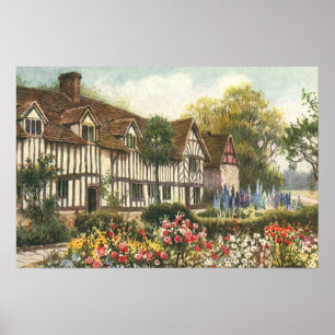 Poster Jardin Formel d'Architecture Vintage Cottage Angla