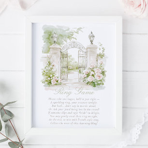 Poster Jardin français Château Pastel Anneau Jeu Mariage 