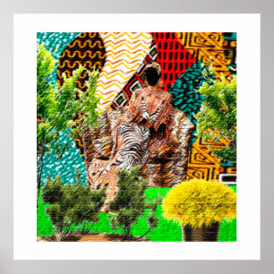 Poster Jardin intérieur : Silhouette afrocentrique