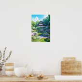 Poster Jardin japonais avec Temple (Cuisine)