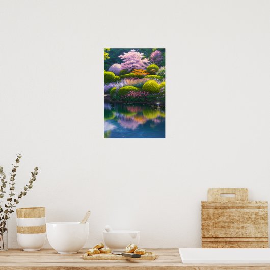 Poster Jardin luxuriant avec un superbe Sakura Tree (Cuisine)