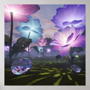Poster Jardin Magique de Fleurs Lumineuses Géantes