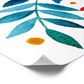 Poster Jardin magique - rouge et turquoise (Coin)