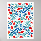 Poster Jardin magique - rouge et turquoise (Devant)