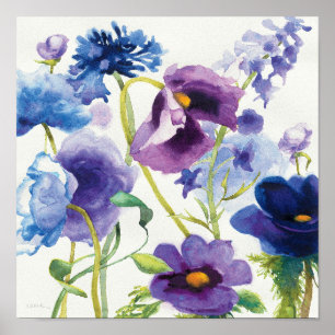 Poster Jardin mélangé bleu et pourpre