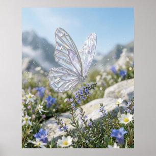Poster Jardin papillon de cristal lumineux