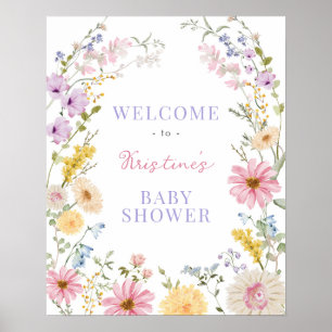 Poster Jardin Pastel Fleur Bébé en Fleur Shower Bienvenue