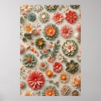 Poster Jardin Pastel : Jardin floral 3D artisanal