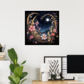 Poster Jardin Romantique au Clair de Lune (Bureau à domicile)