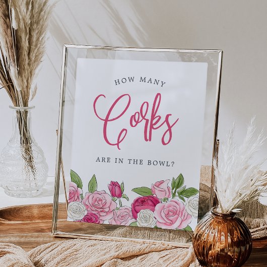 Poster Jardin Rosé "Combien de Corks" Jeu de devinettes