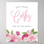 Poster Jardin Rosé "Combien de Corks" Jeu de devinettes (Devant)