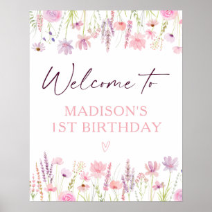 Poster Jardin rose Fleur sauvage Bienvenue