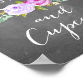 Poster Jardin rose Floral Amour et Cupcakes Chalkboard (Coin)