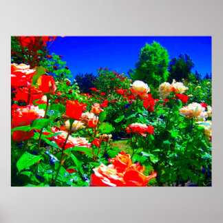 Poster Jardin Rose psychédélique