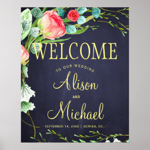 Poster Jardin rouge rose marine rose mariage signe de bie