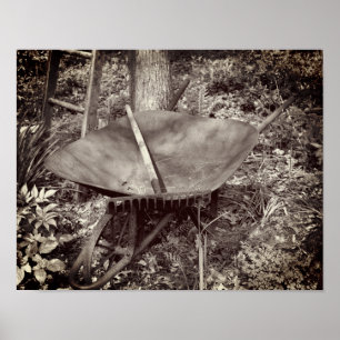 Poster Jardin Rusty Outils Fleur Jardin Noir Et Blanc