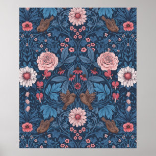 Poster Jardin sauvage en bleu