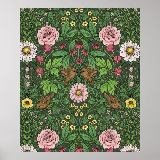 Poster Jardin sauvage en vert (Devant)