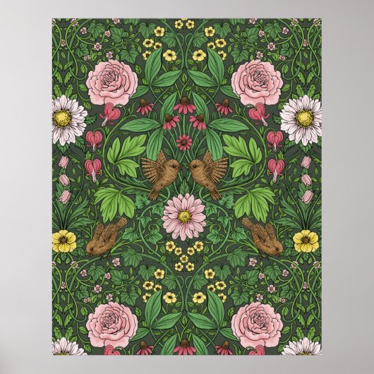 Poster Jardin sauvage en vert (Devant)