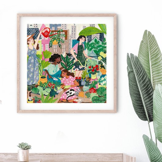 Poster Jardin sur le toit de la ville filles