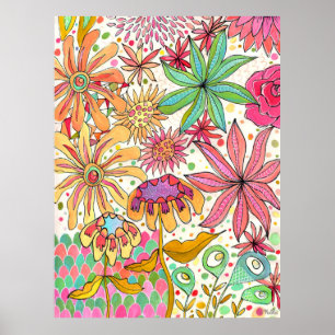 Poster Jardin Surreal Floral Gouache Ink Artiste d'Art Im