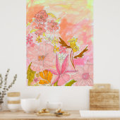 Poster Jardin Surreal Floral Pastel Ink Artiste Imprimer (Cuisine)